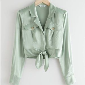 & Other Stories Shiny Structured Crop Blouse